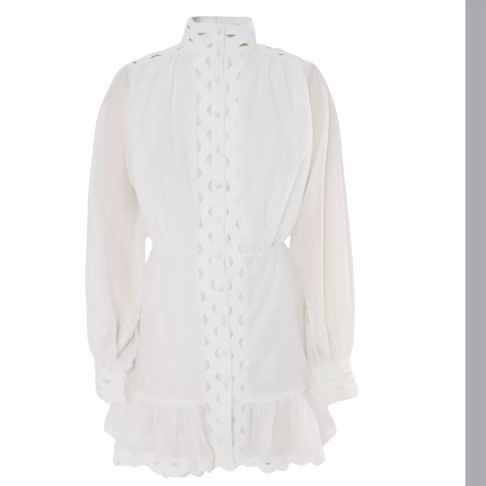 Missguided Premium Balloon Sleeve Frill Hem Dress